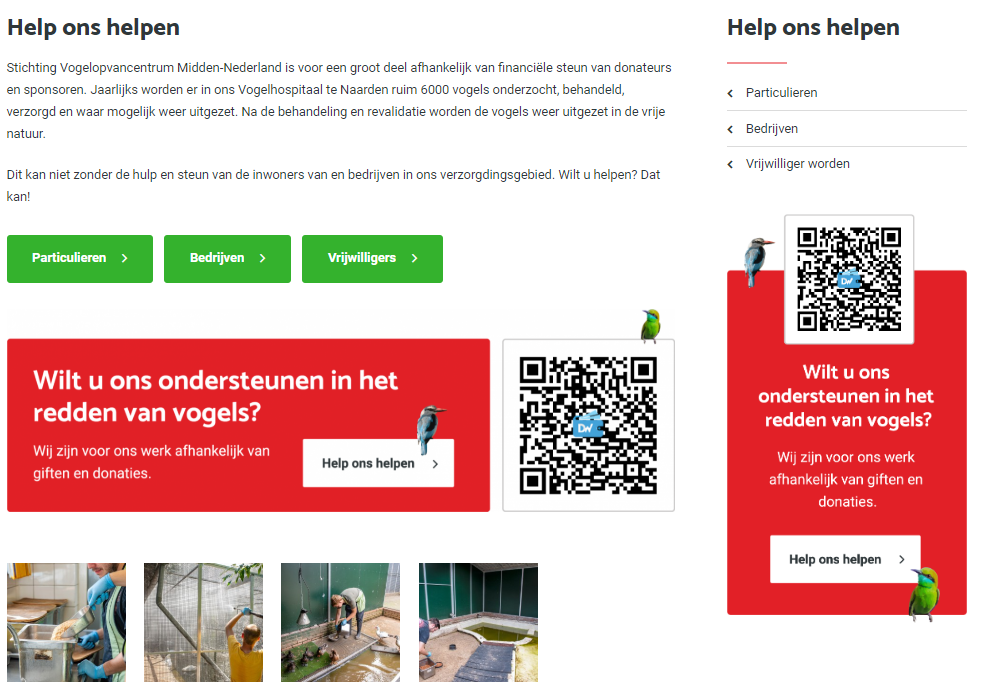 Website Vogelhospitaal Naarden